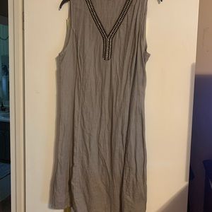 Lena Tomei Linen sequined neck dress. Size XL.